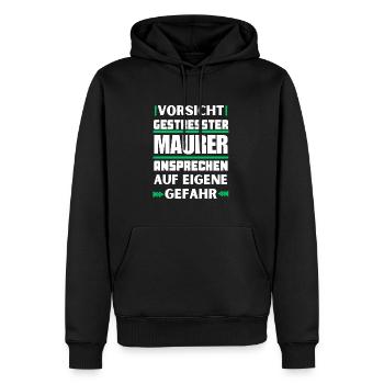 Ne parlez pas à des maçons stressés ! - Sweat à capuche Premium bio Homme - noir - Devant - Nico (187cm)