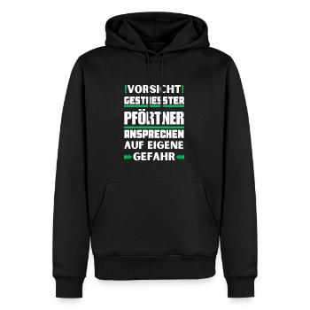 Don't talk to a stressed doorman! - Men’s Premium Organic Hoodie - black - Front - Nico (187cm)
