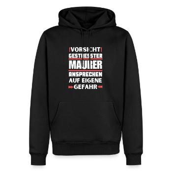 Ne parlez pas à des maçons stressés ! - Sweat à capuche Premium bio Homme - noir - Devant - Nico (187cm)