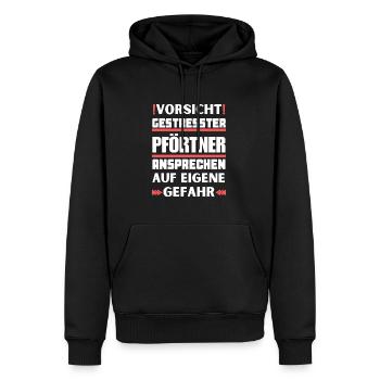 Don't talk to a stressed doorman! - Men’s Premium Organic Hoodie - black - Front - Nico (187cm)