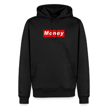 Geld - Männer Premium Bio Hoodie - Schwarz - Vorne - Nico (187cm)