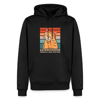 Katze Katastrophe überall Idioten Lustig - Männer Premium Bio Hoodie - Schwarz - Vorne - Nico (187cm)