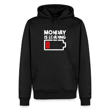 Monday is loading - Funny Monday Design - Men’s Premium Organic Hoodie - black - Front - Nico (187cm)