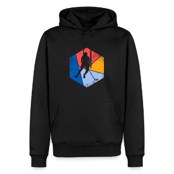 Vintage Floorball Spieler Motiv Unihockey - Männer Premium Bio Hoodie - Schwarz - Vorne - Nico (187cm)