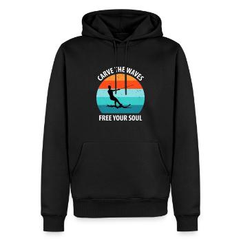 Ski nautique, ski nautique, skieurs nautiques - Sweat à capuche Premium bio Homme - noir - Devant - Nico (187cm)