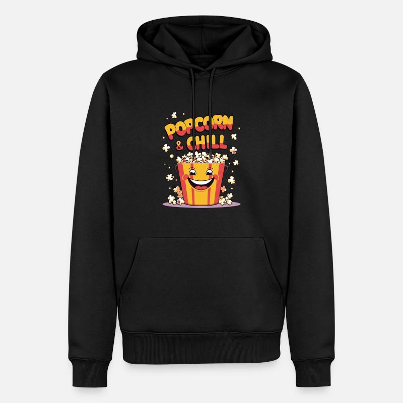 Popcorn & Chill – Parfait pour les cinéphiles - Sweat à capuche Premium bio Homme - noir