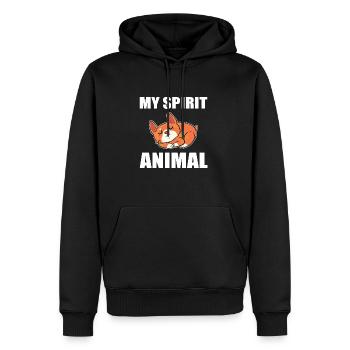 Corgi - Sweat à capuche Premium bio Homme - noir - Devant - Nico (187cm)