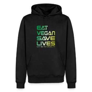 Chemise à slogan végétalien EAT VEGAN SAVE LIVES - Sweat à capuche Premium bio Homme - noir - Devant - Nico (187cm)