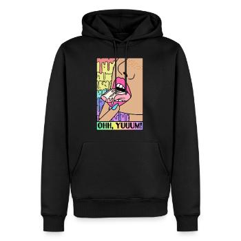 ART POP-ART ÉROTIQUE SEXY COMIC GIRL TONGUE - Sweat à capuche Premium bio Homme - noir - Devant - Nico (187cm)