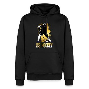 Eishockey Eishockeyspieler Spieler Gold Splash - Männer Premium Bio Hoodie - Schwarz - Vorne - Nico (187cm)