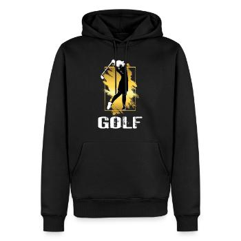 Golf Golfen Golferin Spielerin Sport Hobby Gold - Männer Premium Bio Hoodie - Schwarz - Vorne - Nico (187cm)