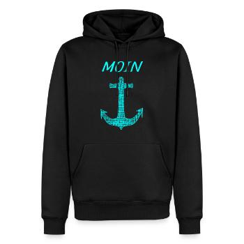 Moin - Männer Premium Bio Hoodie - Schwarz - Vorne - Nico (187cm)