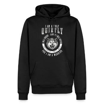 Wolf Nordisch Mond - Männer Premium Bio Hoodie - Schwarz - Vorne - Nico (187cm)