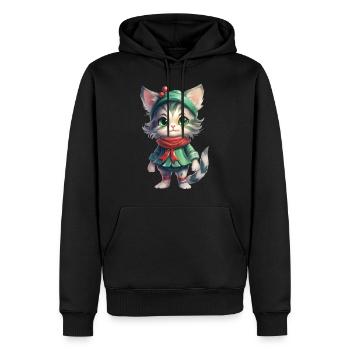 Katze Weihnachten Weihnachtselfe Geschenke Mütze - Männer Premium Bio Hoodie - Schwarz - Vorne - Nico (187cm)