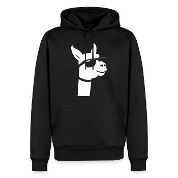 Lustiges Alpaka mit Sonnenbrille Coole Alpakas - Männer Premium Bio Hoodie - Schwarz - Vorne - Nico (187cm)
