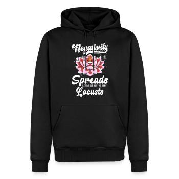 Détente, Paix, Spirituel - Sweat à capuche Premium bio Homme - noir - Devant - Nico (187cm)
