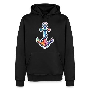 Ancre aquarelle aquarelle - Sweat à capuche Premium bio Homme - noir - Devant - Nico (187cm)