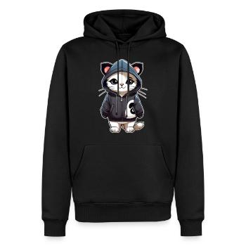 Chat cool avec sweat à capuche - Sweat à capuche Premium bio Homme - noir - Devant - Nico (187cm)