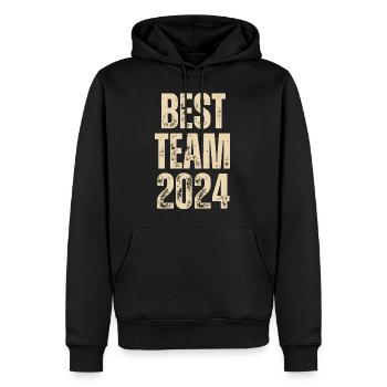 BEST TEAM 2024 - Männer Premium Bio Hoodie - Schwarz - Vorne - Nico (187cm)