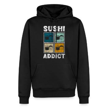 Cuisine japonaise Kawaii Maki - Sweat à capuche Premium bio Homme - noir - Devant - Nico (187cm)