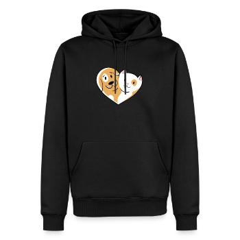 Amour des chats et amour des chiens - Sweat à capuche Premium bio Homme - noir - Devant - Nico (187cm)