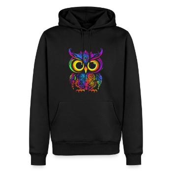 Eule Eulen Vogel Tier Owl Uhu Neon - Männer Premium Bio Hoodie - Schwarz - Vorne - Nico (187cm)