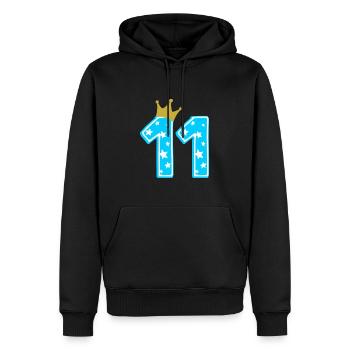 11 Couronne 11e anniversaire 11 ans - Sweat à capuche Premium bio Homme - noir - Devant - Nico (187cm)
