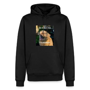 ME REALIZING IT'S MONDAY – Rote Katzen Memes - Männer Premium Bio Hoodie - Schwarz - Vorne - Nico (187cm)