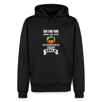 Ich brauche keine Therapie Lustiges Retro Esel - Männer Premium Bio Hoodie - Schwarz - Vorne - Nico (187cm)