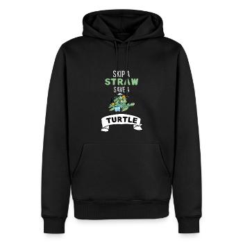 Lass ein Strohhalm weg rette eine Schildkröte - Männer Premium Bio Hoodie - Schwarz - Vorne - Nico (187cm)