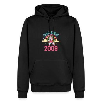 Cool since 2009 Dabbing Unicorn 13th birthday - Men’s Premium Organic Hoodie - black - Front - Nico (187cm)