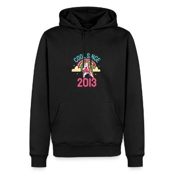 Cool depuis 2013 Dabbing Unicorn 9ème anniversaire - Sweat à capuche Premium bio Homme - noir - Devant - Nico (187cm)