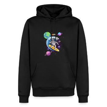 Galaxy Waves Surfing Space Surfer Astronaut - Men’s Premium Organic Hoodie - black - Front - Nico (187cm)