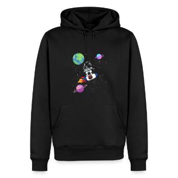 Planète Fusée Astronaute Système Solaire Spatial - Sweat à capuche Premium bio Homme - noir - Devant - Nico (187cm)