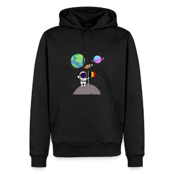 Mondlandung Planet Belgien Flagge Astronaut - Männer Premium Bio Hoodie - Schwarz - Vorne - Nico (187cm)