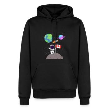 Mondlandung Planet Kanada Flagge Astronaut - Männer Premium Bio Hoodie - Schwarz - Vorne - Nico (187cm)