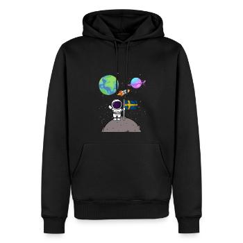 Mondlandung Planet Schweden Flagge Astronaut - Männer Premium Bio Hoodie - Schwarz - Vorne - Nico (187cm)