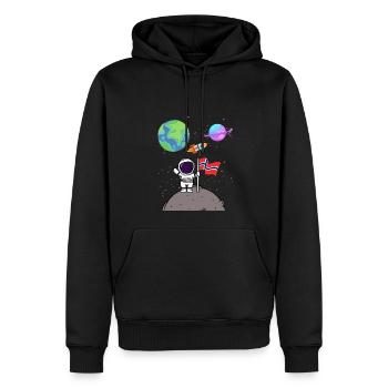 Mondlandung Planet Norwegen Flagge Astronaut - Männer Premium Bio Hoodie - Schwarz - Vorne - Nico (187cm)