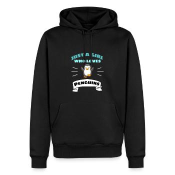 Seulement une fille qui aime les pingouins zoo animal pingouin - Sweat à capuche Premium bio Homme - noir - Devant - Nico (187cm)