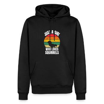 Wald Tier Waldbewohner Mädchen Retro Eichhörnchen - Männer Premium Bio Hoodie - Schwarz - Vorne - Nico (187cm)