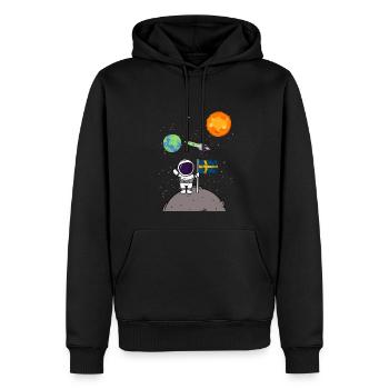 Planet Schweden Flagge Mondlandung Astronaut - Männer Premium Bio Hoodie - Schwarz - Vorne - Nico (187cm)