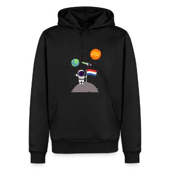 Planet Niederlande Flagge Mondlandung Astronaut - Männer Premium Bio Hoodie - Schwarz - Vorne - Nico (187cm)