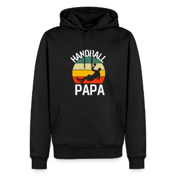 Handballer Papa Muttertag Geschenk Retro Handball - Männer Premium Bio Hoodie - Schwarz - Vorne - Nico (187cm)