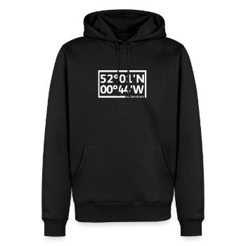 Milton Keynes Koordinaten - Männer Premium Bio Hoodie - Schwarz - Vorne - Nico (187cm)