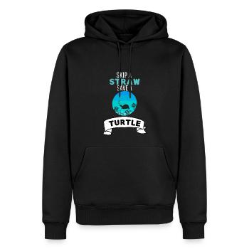 Lass ein Strohhalm weg rette eine Schildkröte - Männer Premium Bio Hoodie - Schwarz - Vorne - Nico (187cm)