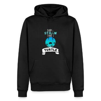 Rétro Créatures Marines Océan Animal Tortue - Sweat à capuche Premium bio Homme - noir - Devant - Nico (187cm)