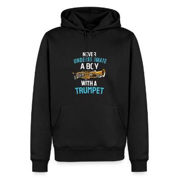 Trompettiste Garçons Brass Band Cadeau Trompette - Sweat à capuche Premium bio Homme - noir - Devant - Nico (187cm)