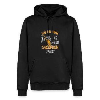 Jazz Musiker Jungen Geschenk Musik Noten Saxophon - Männer Premium Bio Hoodie - Schwarz - Vorne - Nico (187cm)