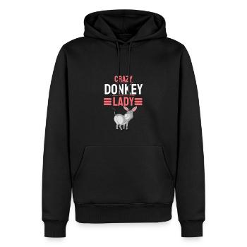Farm Crazy Donkey Lady Women Cadeau Âne - Sweat à capuche Premium bio Homme - noir - Devant - Nico (187cm)