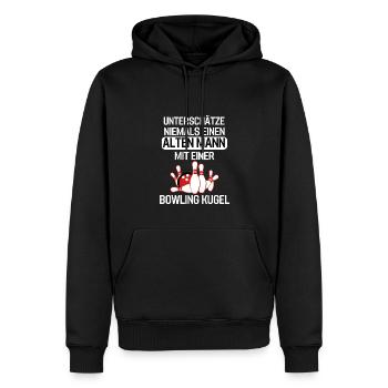 Bowlingspieler Rentner Ruhestand Geschenk Bowling - Männer Premium Bio Hoodie - Schwarz - Vorne - Nico (187cm)